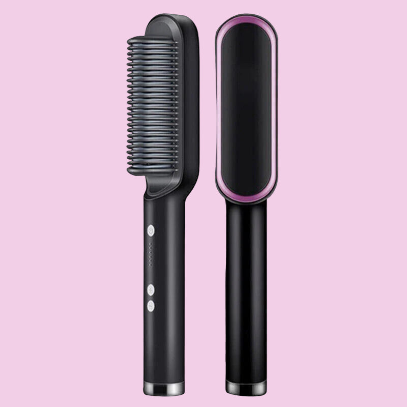 Hair Straightener Brush Straightening Curler Hot Comb Electric Adjustable Heat