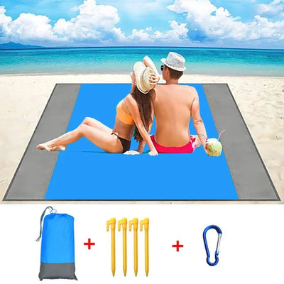 2X2.1M Waterproof Pocket Beach Mat Blanket Folding Camping Mattress Portable Lightweight Mat Outdoor Picnic Mat Sand Beach Towel