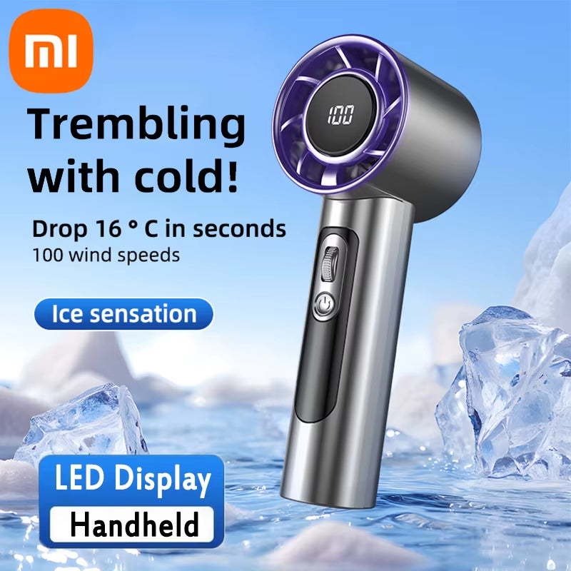 Xiaomi Handheld Portable Fan 100 Wind Speeds Adjustable Usb Charging Mini Outdoor Portable Turbo Long-Lasting High Speed Fan