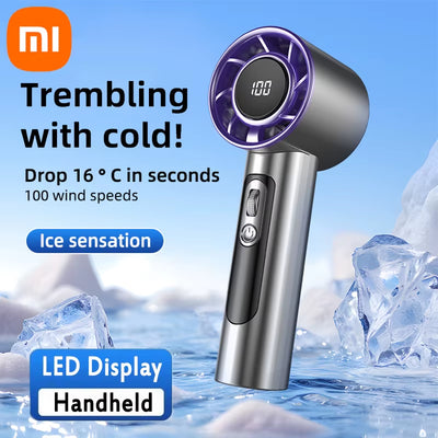 Xiaomi Handheld Portable Fan 100 Wind Speeds Adjustable Usb Charging Mini Outdoor Portable Turbo Long-Lasting High Speed Fan