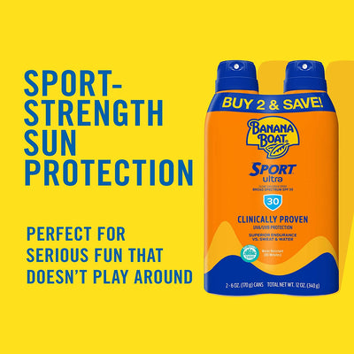Sport Ultra Clear Spray Sunscreen SPF 30 Twin Pack and Kids Sport Sunscreen Stick SPF 50