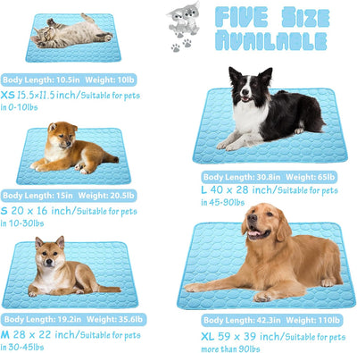 Washable Dog Cooling Mat Ice Silk Cooling Mat for Dogs Pet Self Cooling Pad Blanket Dog Cool Pad for Indoor & Outdoor Car Seats (Blue, 40X28 In)