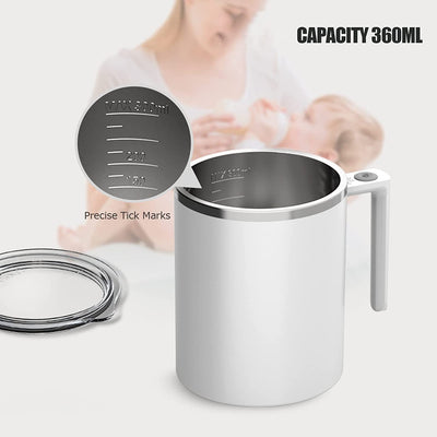 Self Stirring Coffee Mug 12.2 Oz, Electric Mixing Cup with Magnetic Stirrer & Anti-Sedimentation, Rechargeable Travel Mug for Coffee, Milk, Hot Cocoa (White)