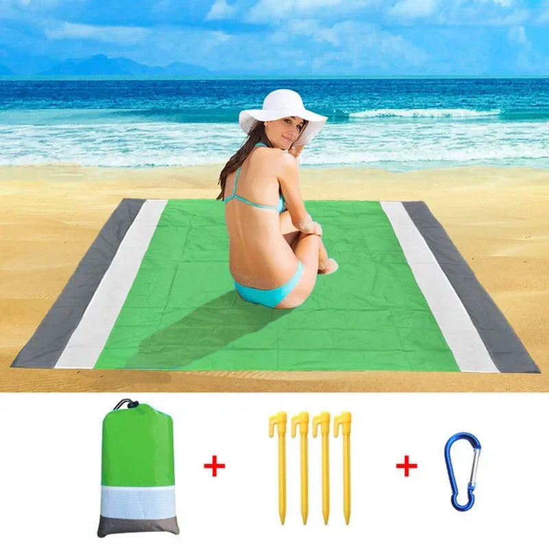 2X2.1M Waterproof Pocket Beach Mat Blanket Folding Camping Mattress Portable Lightweight Mat Outdoor Picnic Mat Sand Beach Towel