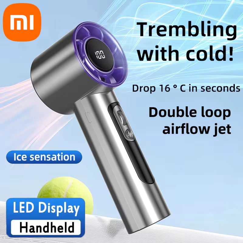 Xiaomi Handheld Portable Fan 100 Wind Speeds Adjustable Usb Charging Mini Outdoor Portable Turbo Long-Lasting High Speed Fan