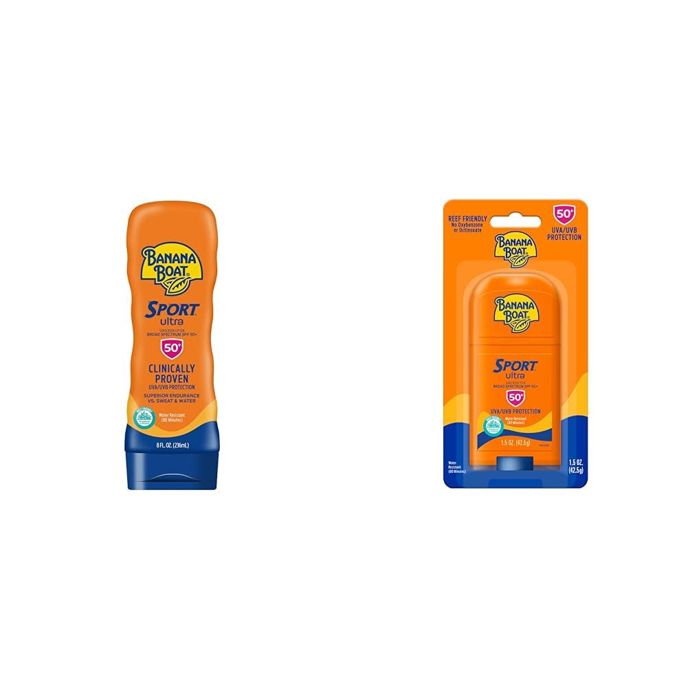 Sport Ultra SPF 50 Sunscreen Lotion 8Oz & Sport Ultra Reef Friendly Stick SPF 50 1.5Oz Sun Protection