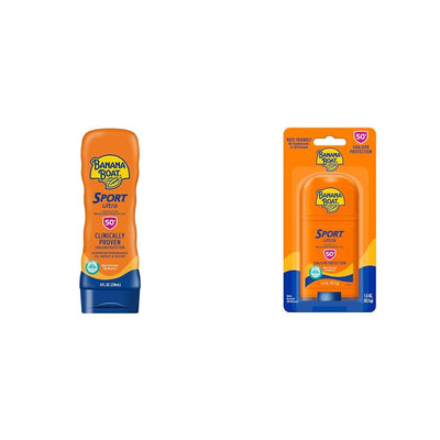 Sport Ultra SPF 50 Sunscreen Lotion 8Oz & Sport Ultra Reef Friendly Stick SPF 50 1.5Oz Sun Protection