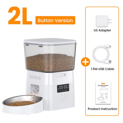 Automatic Dog Feeder Smart Food Kibble Dispenser for Pet Cats Auto Food Storage Container Button Version Dog Feeding Bowl